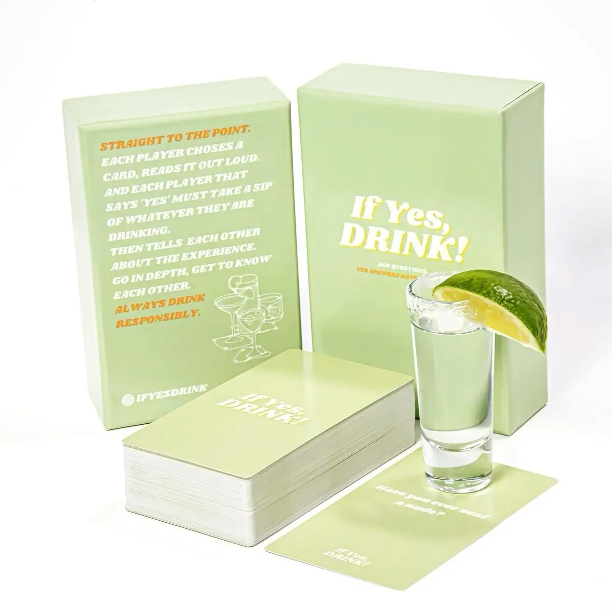 If Yes, Drink! - Conversational Drinking Game with 100 Unique Questions for Ages 12+ Fun Party Game Made in the USA