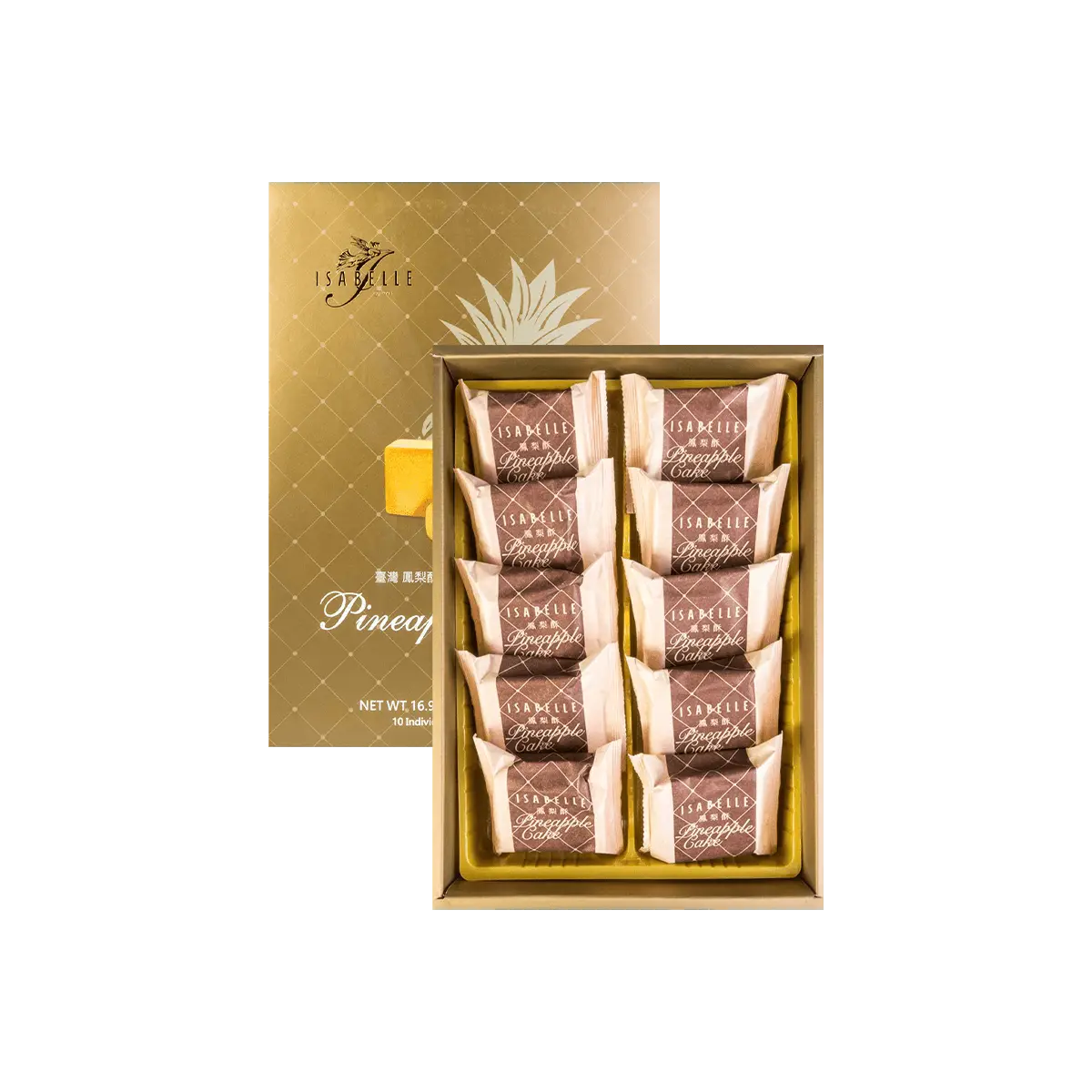 ISABELLE Taiwan Pineapple Cake 10 Pieces 480g Authentic Taiwanese Pastry Gift Box Popular Souvenir for Festivals