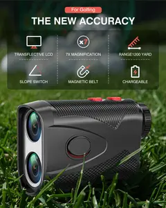 Golf Rangefinder Laser Range Finder with Slope, 1200Yards, 7X Magnification for Golf/Hunting with Flag Pole Lock Vibration, Magnet Stripe Rechargeable-7.99
