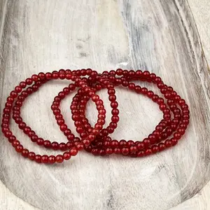 Vibrant Carnelian Gemstone Bracelet for Creativity and Confidence - 4mm Stone Beads, Elastic Band, 7.5 inches Women's Natural Crystal Bracelet Intention Bead Bracelet