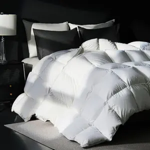Goose Feather Down Fiber Comforter Queen Size 100% Cotton Ultra Soft Fluffy Duvet Insert All Season Luxurious Hotel Bedding Comforter with 8 Loops White 90"x90"