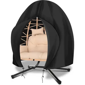 Patio Egg Chair Cover , 91" x 80" Double Egg Chair Cover,  Hanging Swing Egg Chair Covers for Outdoor Furniture, Windproof, Black