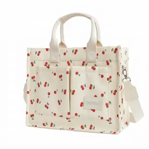 Cherry Print Women’s Tote Bag – Stylish Crossbody & Shoulder Bag with Multiple Pockets, Ideal for Travel, Shopping, Bible & Book Storage, Durable Lightweight Everyday Tote