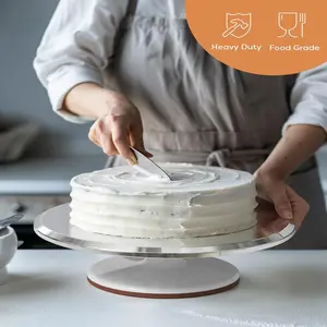Rotating Cake Turntable, Aluminum Cake Stand, Bakery Tool for Cupcakes, Desserts, Home & Commercial Use, Sweet Treats Display Tray