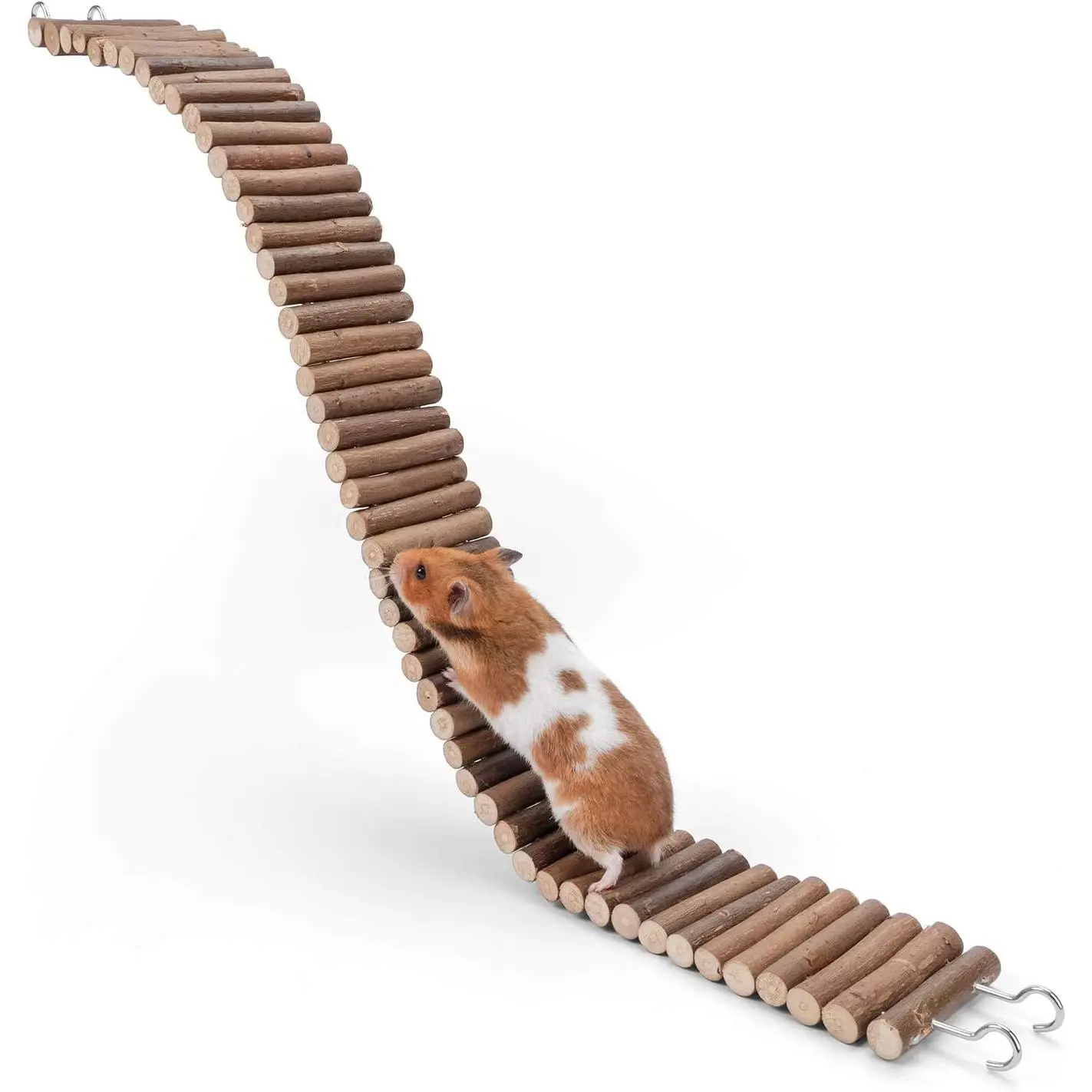 Hamster Suspension Bridge Toy - Long Climbing Wooden Ladder for Hamsters Mice Mouse Gerbils Sugar Glider Rat and Other Small Animals (25.6L x 2.8W)