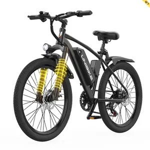 Ebike Q7 Electric Mountain Bike with 7 Speed Gear and Durable Suspension for Off-Road Adventures range 40-70 mile