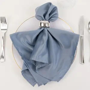5 Pack Lamour Satin Napkins 20"x20" Dusty Blue - Soft Matte Textured Dinner Napkins