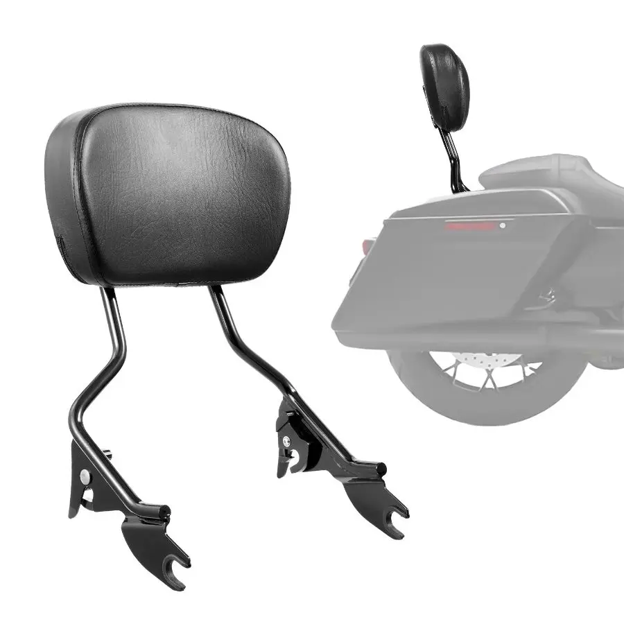 Detachable Motorcycle Passenger Backrest, Compatible with Harley-Davidson Touring, Street Glide, Road Glide, Road King, 16-Inch Height, Black