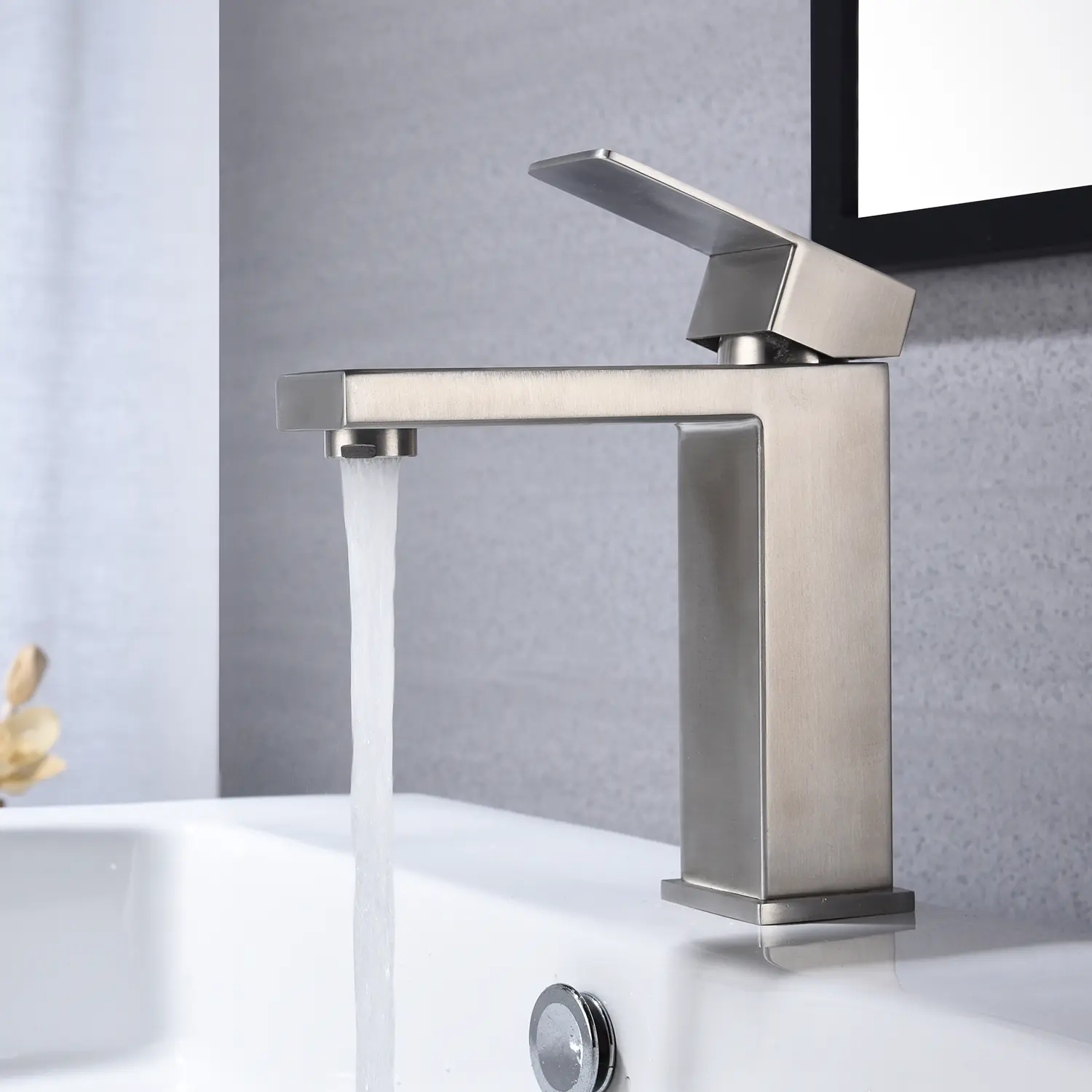 Waterfall Single Handle Bathroom Sink Faucet Modern Vanity Basin Tap with Cascade Spout, Chrome Finish, Deck Mount, 1 or 3 Hole Installation, for Bathroom Vanity Sink Lavatory, Multiple Color Options, Bathroom Furniture for Vanity Area