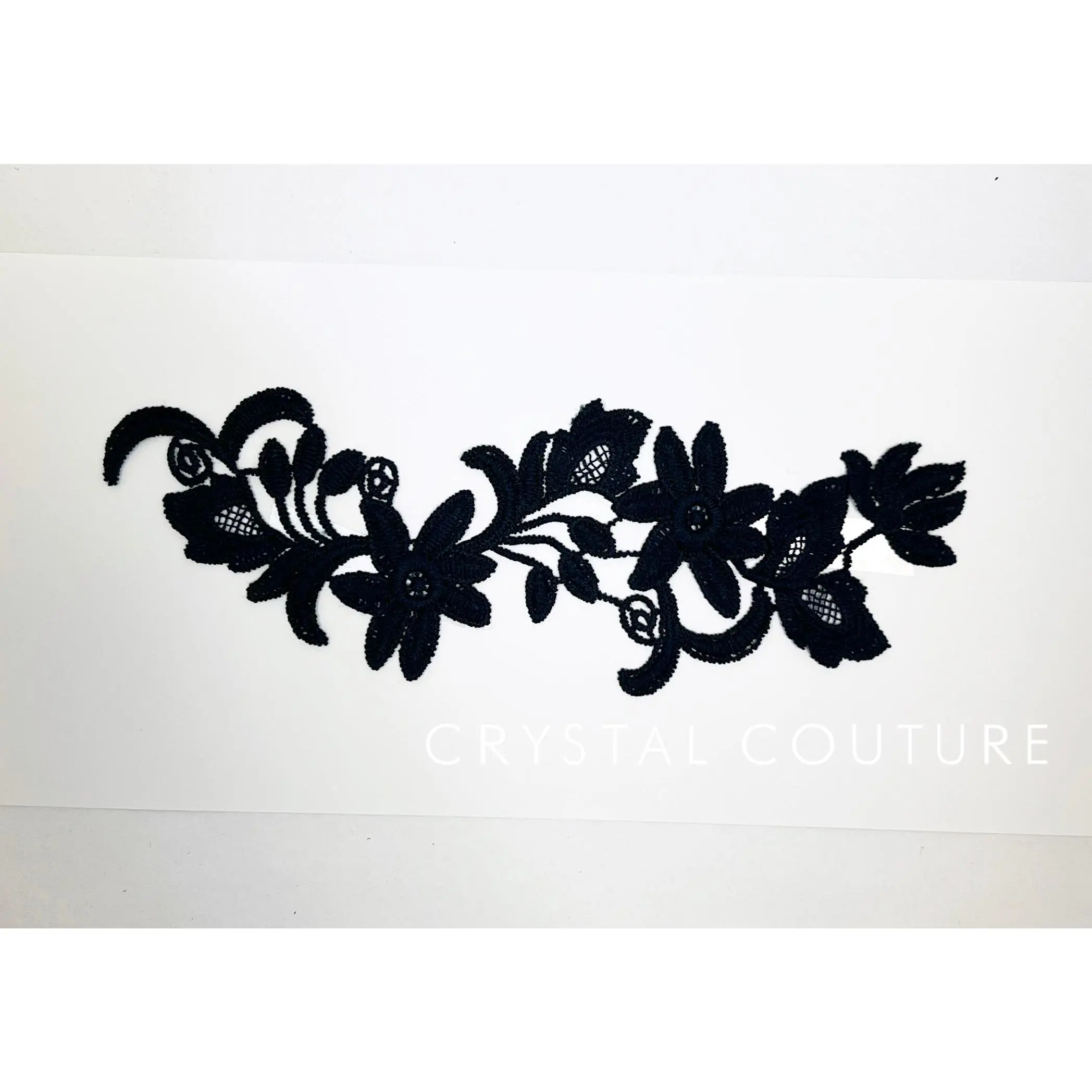 Navy Blue Embroidered Floral Applique