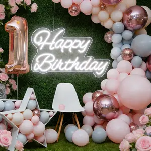 Happy Birthday Neon Sign 16 Inch Reusable Happy Birthday LED Light Up Sign with Dimmable ON/OFF Switch for Birthday Party Backdrop Decoration and Wall Decor and Birthday Gifts Vibrant Even