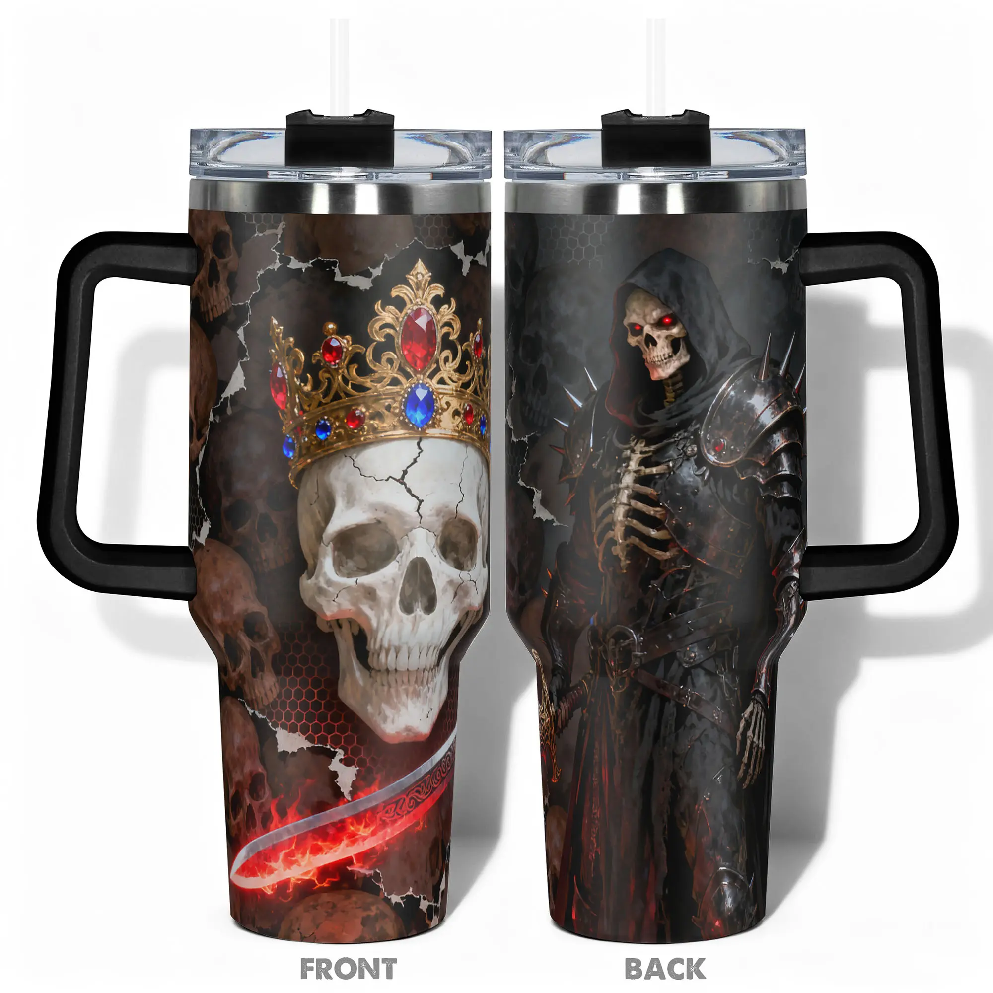 1pc Stainless Steel Cup 40oz/30oz/22oz Insulated Water Bottles, Vacuum Insulated Tumbler, Design With Skull King Double-layer insulation Leakproof Large Capacity, Insulated Travel Drinkware, Gym, Hiking, Travel Ideal Birthday Christmas Gift Halloween
