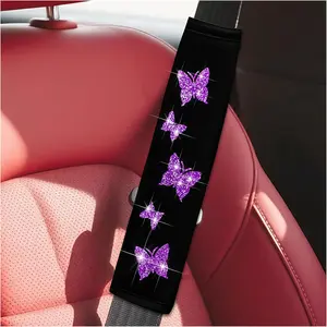 2PCS Car Seat Belt Covers, Polyester Fiber Vehicle Seatbelt Cushion Pad Protector, Automotive Safe Strap Cover Pad Help Protect Neck and Shoulder, Universal for SUV, Truck, RV（Purple）