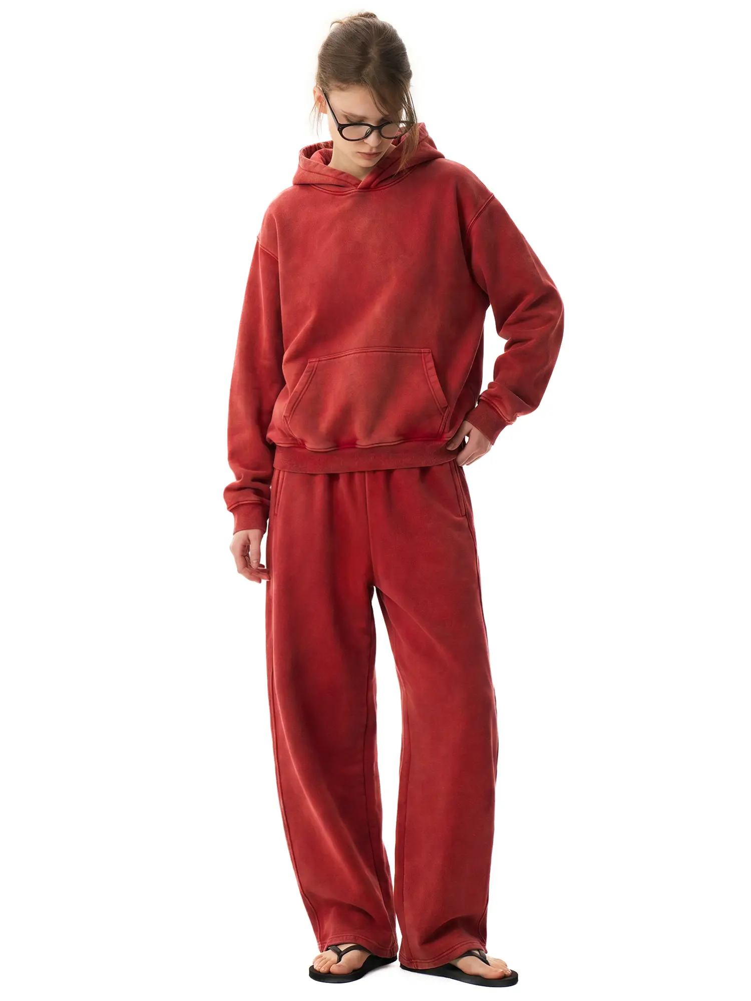 fdr Vintage Washed Sweatsuit Separates for Women & Men, Oversized Soft Fleece Hoodie and Loose Jogger Pants, Comfortable Heavyweight Streetwear Style, Long Sleeve, Casual, Basic
