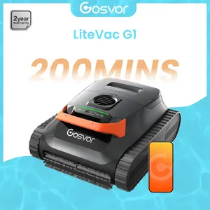 [2026 New] Gosvor Pool Vacuum LiteVac G1, Wall & Waterline & Platform Cleaning, Pool Vacuum, 15.2 lbs Ultra-Lightweight, Up to 200-Min Runtime, Double Filtration, Smart Navigation & App, For Pools up to 2153 sq.ft