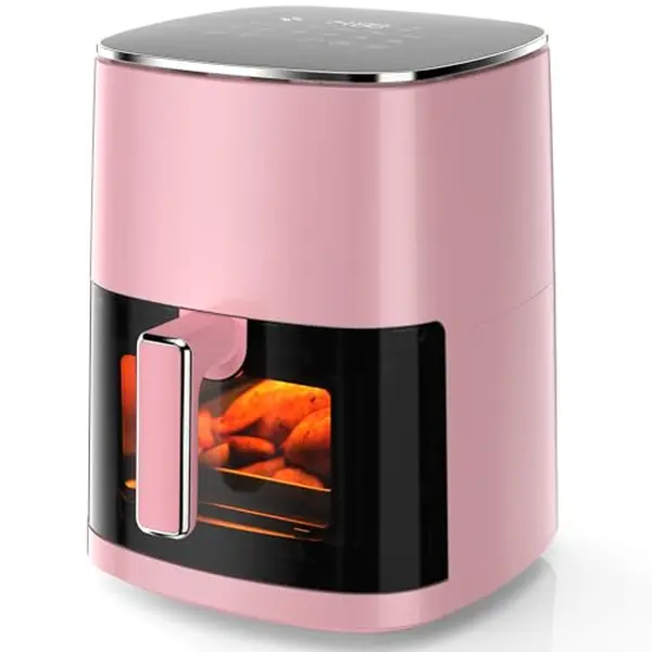 6 Quart Air Fryer with Window, 12-in-1 Square Air Fryer with 400°F Max Temperature, Built-in See-Through Window, Touch Screen Controls, Multi-Functional Countertop Cooker for Family Meals