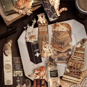 10 Sheets/bag Gold Foil Sticker Pack, Leather Paper Material, Book Spine Micro Landscape Decorative Materials, Hand Account Stationery Bottle Decals