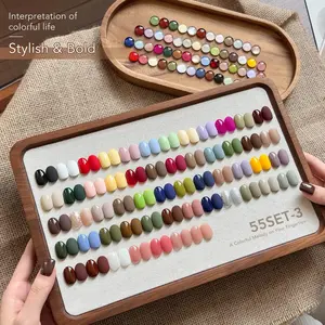 GAOY 60 Pcs Gel Nail Polish Set, 55 Colors All Season Gel Polish Kit Red Nude Black White Green with 5 Pcs Soak off Base Glossy Matte Glitter Top Coat & Builder for Nail Art DIY Manicure at Home