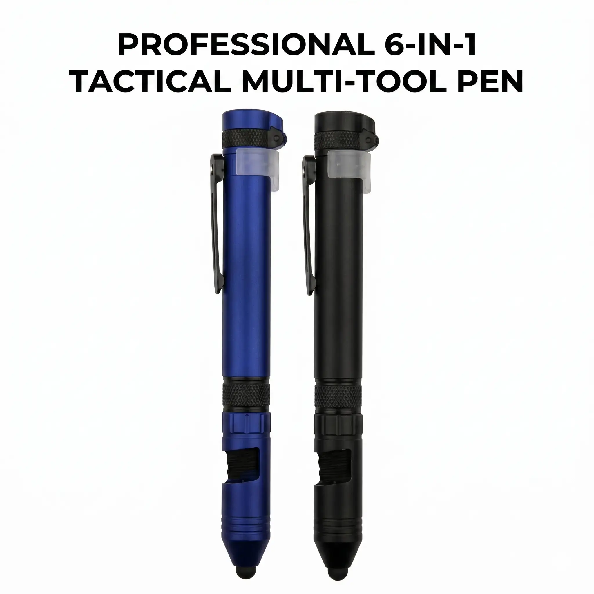 Outdoor Military Travel 6-in-1 Multitool with Cross Screwdriver, Compass, Touch Bracket, Light and Pen,Two-piece pack Summervibes