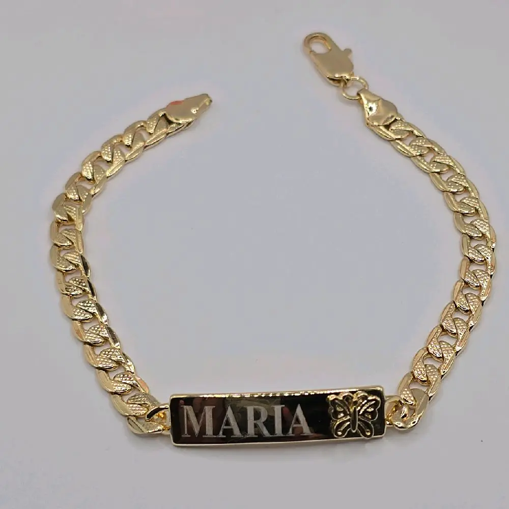 Butterfly ID BRACELET Cuban link style gold-plated 8"inches ENGRAVING AVAILABLE leave a note with your name women