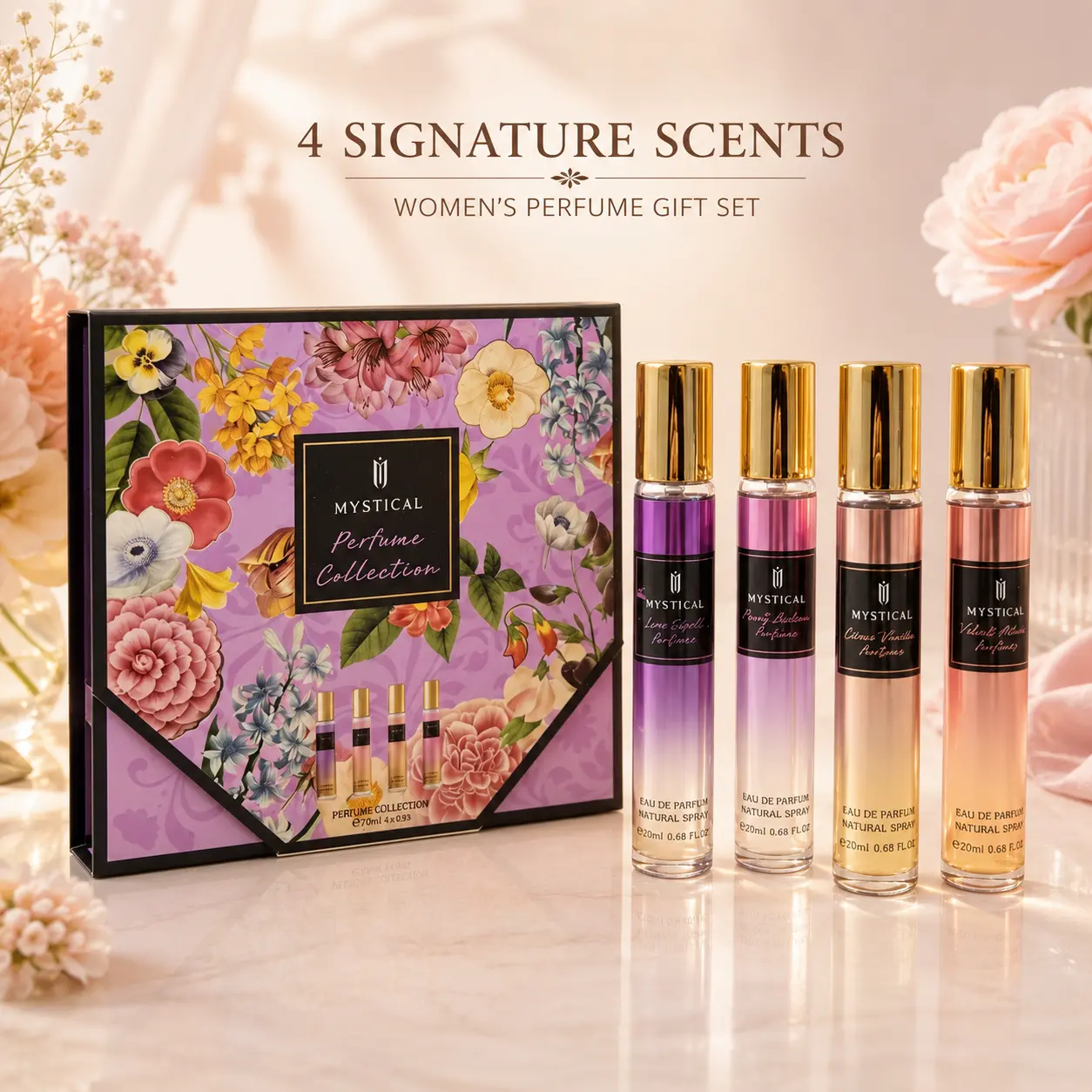 MYSTICAL 4-Piece Women's Perfume Gift Set | Elegant Fragrance Collection for Her | Perfect Birthday & Anniversary Present