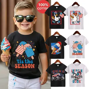 Kids USA Independence Day Boys Girls T-shirt Mystery Kids Crew Neck 4th of July T-Shirt