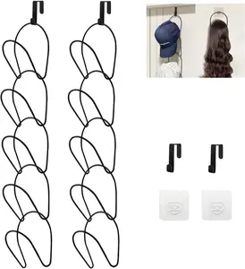 Even Nest 5 Pack Hat Rack Hanger Holder Organizer for Closet Over Door & Wall Mounted with Hanging Hook Black Flexible Design Multi-Purpose Storage for Hats Scarves Handbags Towels Clothes Ties - Decoration