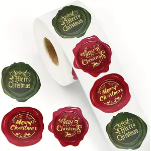 500 Pcs Merry Christmas Stickers Roll, Perfect for Greeting Cards, Envelope Seals, Gift Wrapping & Holiday Decorations, Round Label