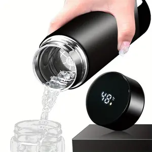 Led Temperature Display Vacuum Insulated Stainless Steel Travel Mug 500ml Double Wall Thermal Insulated Cup Leak Resistant Portable Water Bottle for Hot and Cold Beverages Travel Car Office Daily Use