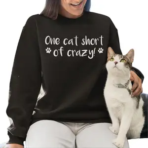 One Cat Short Of Crazy Sweater | Crazy Cat Lady Gift - Cat Sweaters - Girlfriend Gifts - Animal People