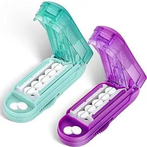 Portable Pill Cutter & Dispenser, 1 Count Adjustable Pill Cutter, Pill Storage Box, Vitamin Organizer, Food Storage & Container for Small & Micro Pills