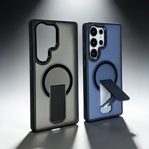 Luxury with Stand Matte Magnetic Wireless Charging Anti-Slip Phone Case Compatible with Samsung Compatible with Galaxy S26 S25 S24 S23 Ultra Plus A57 A37 A17 A56 A36 A26 A16 A55 A35 Shockproof Soft Bumper Metal Camera Protective Cover