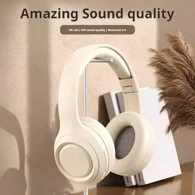 Cute Wireless Bluetooth Headphones Head Mounted Stereo Headset Bluetooth 5.4 Chip HIFI Stereo HD Clear Call Comfortable Cushion Online Class Daily Commute Home Entertainment Gaming For Students Adults Compatible Smartphone Tablet Laptop