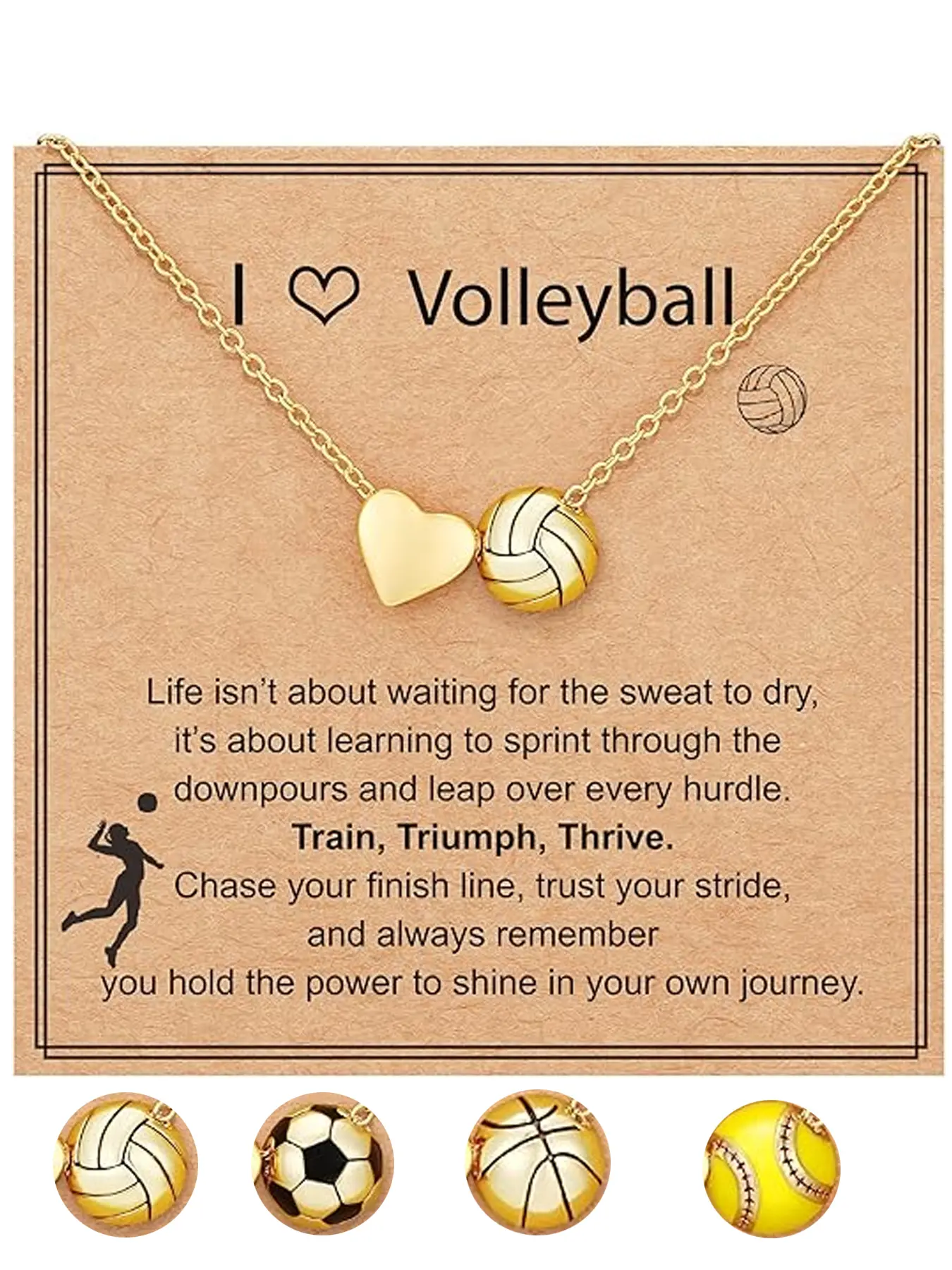 Baseball/football/rugby/volleyball/basketball Necklace for Girls/women, Sporty Jewelry Gift for Boyfriend, Copper Chain, All Seasons, Exquisite chain jewelry