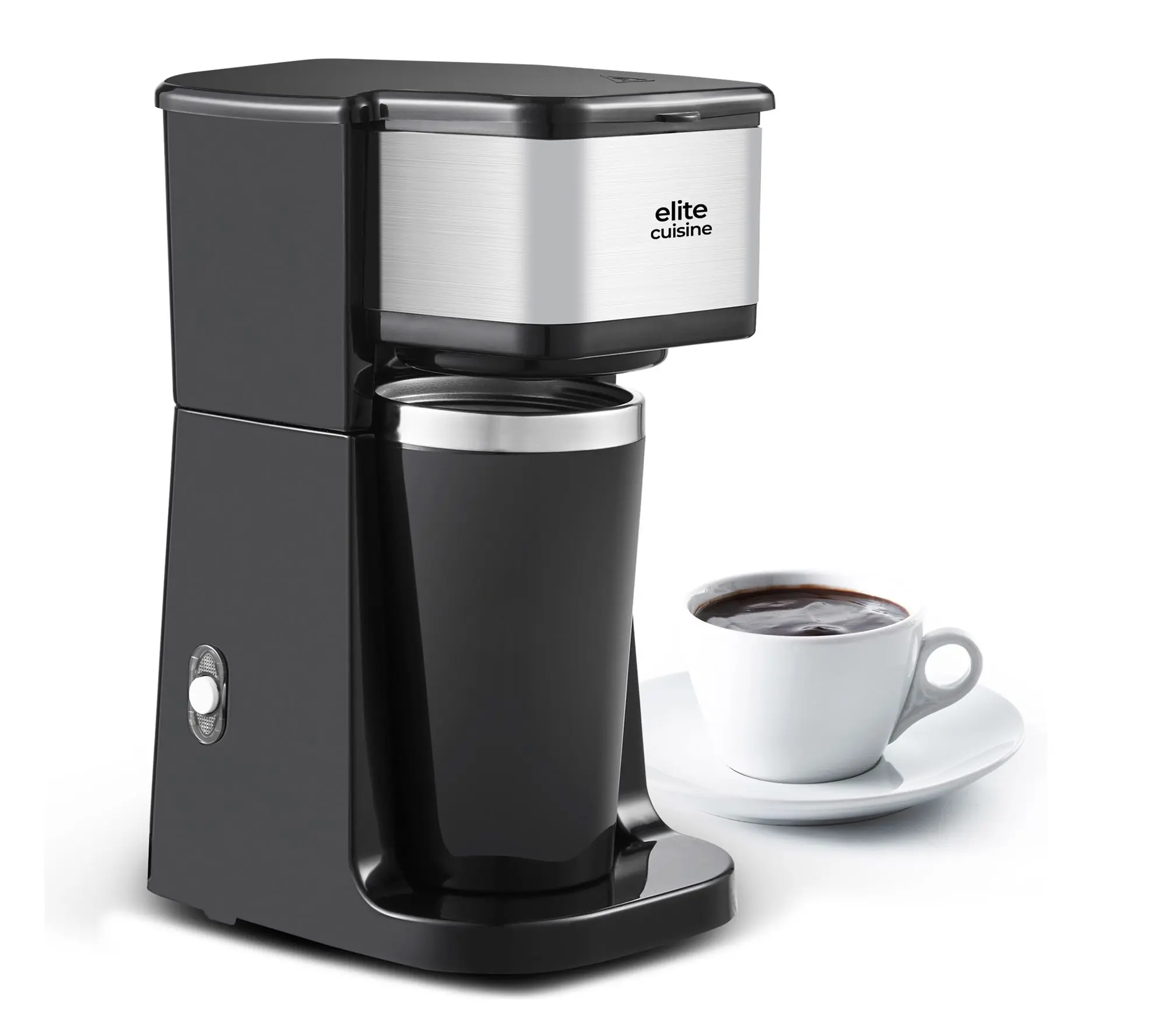 Elite Cuisine Personal Coffee Maker w/ SS Travel Mug