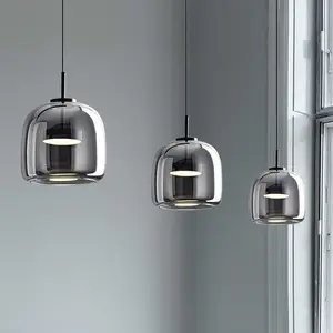 Nordic glass single head pendant light 15cm warm light pendant light suitable for light luxury bar counter coffee shop model room headboard glass artistic lighting fixtures Indoor Light Home Decor Lighting