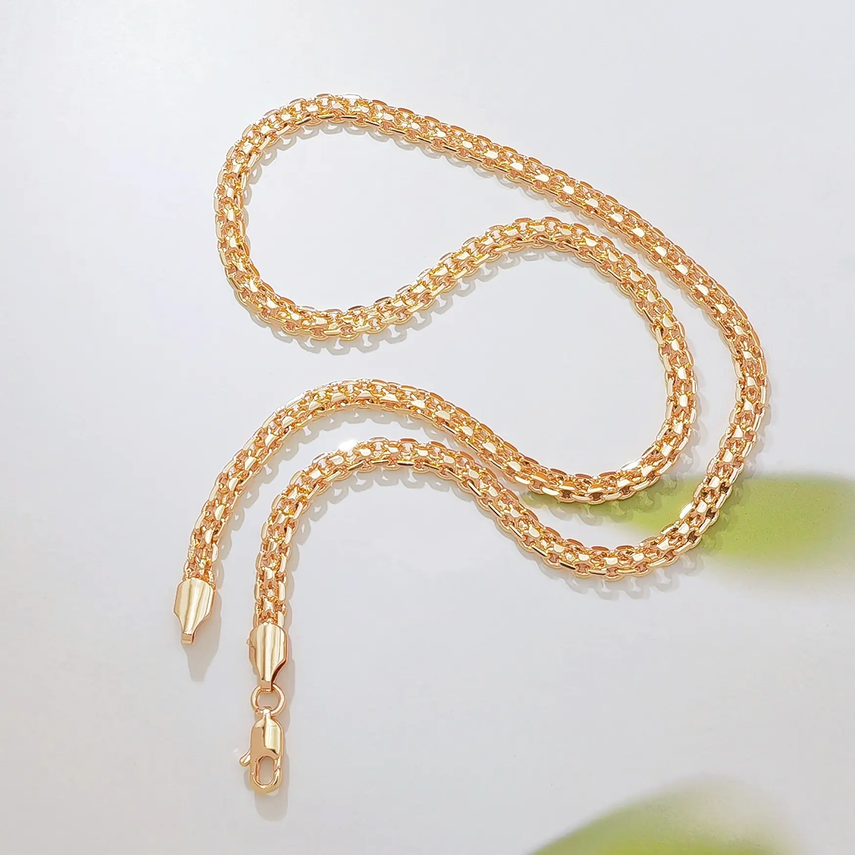 14K Gold Plated Byzantine Chain Necklace, Thick Braided Wheat Link Chain, Durable Shiny Gold Chain for Men Women, 23.62Inch Durable Shiny Gold Chain Lobster Clasp Jewelry