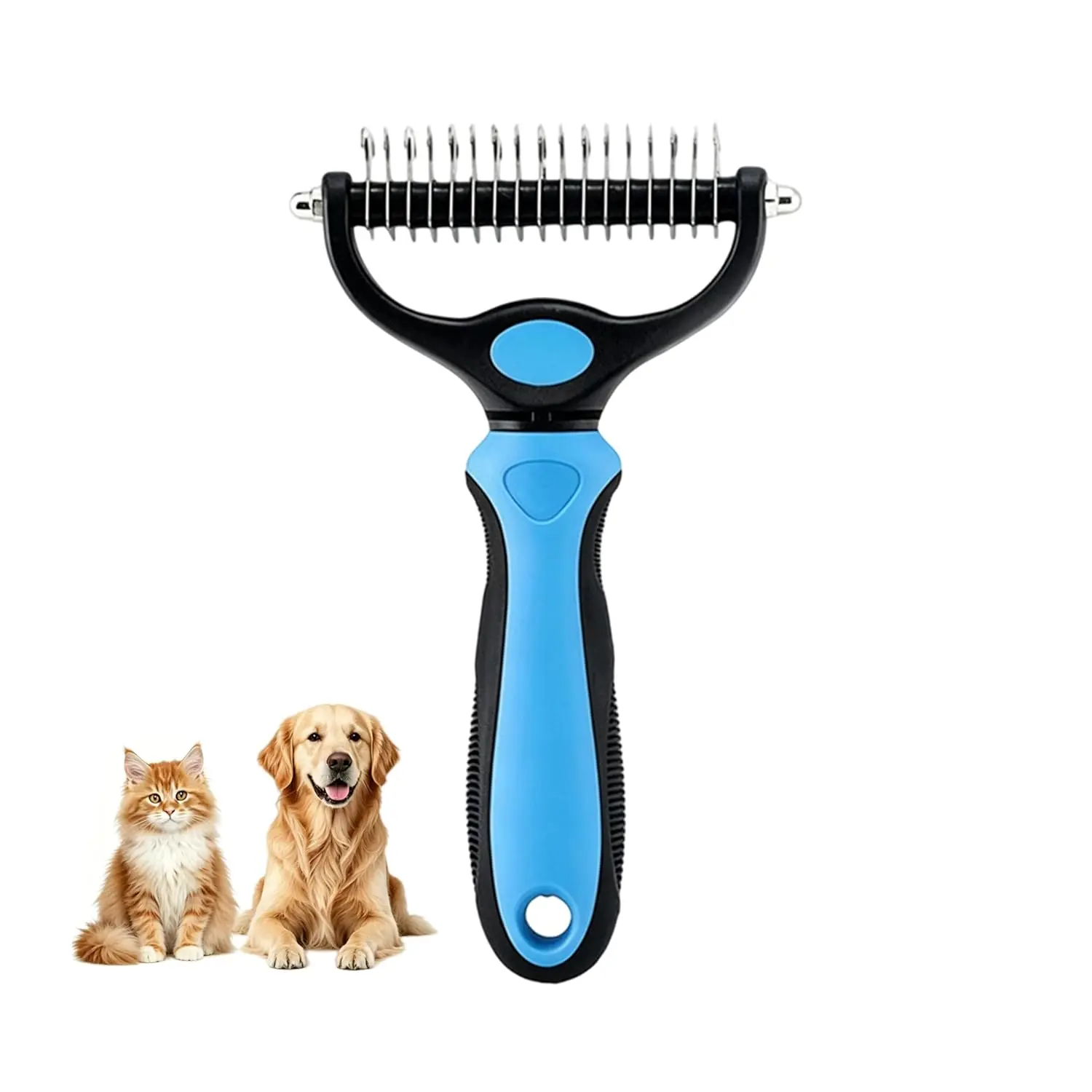 Pet Grooming Rake Groomer Tool - Double-Sided Deshedding Dematting Undercoat Brush for Dogs & Cats, Extra-Wide for Long Hair, Reduces Shedding 95%, Groomer Tools