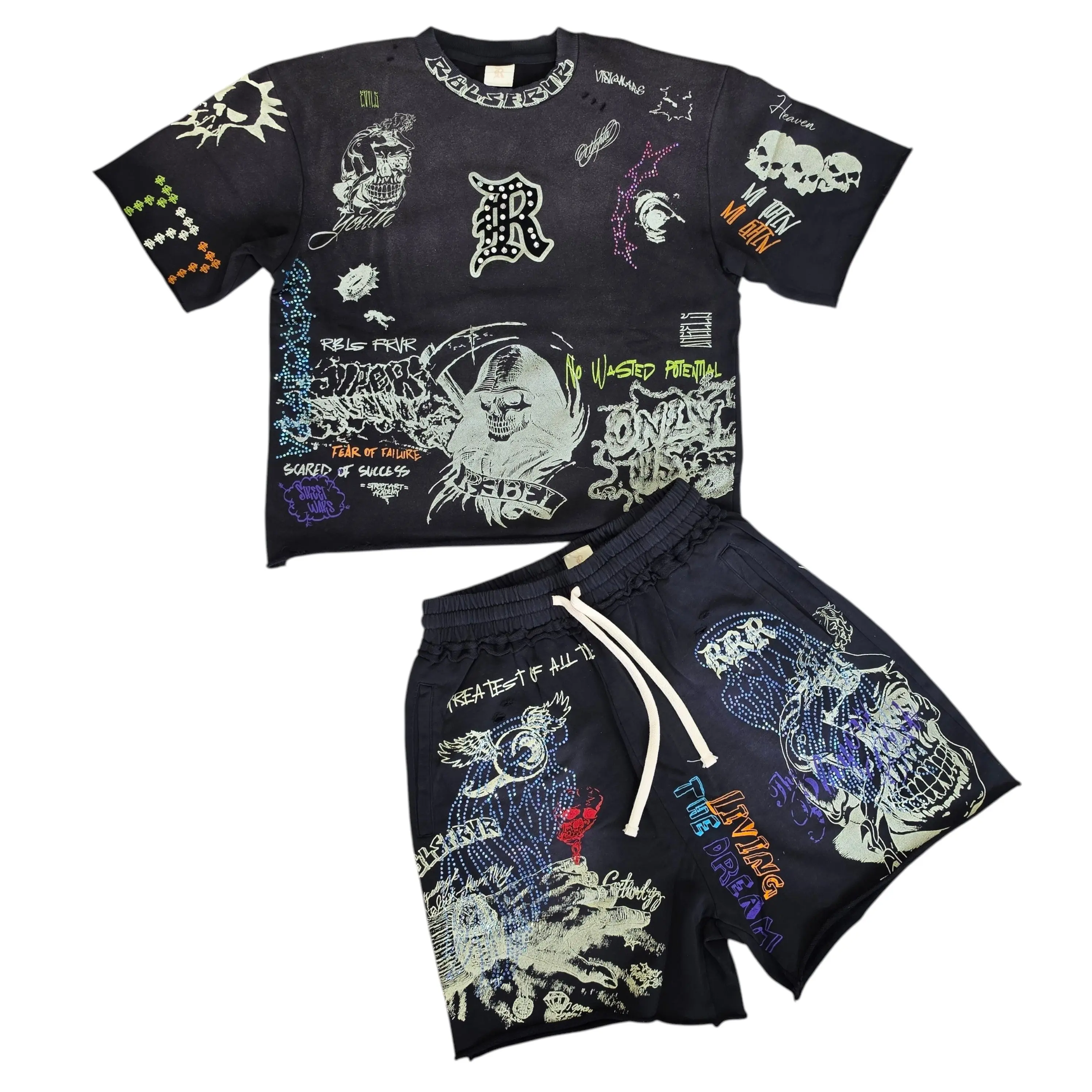 REBEL MEN'S CULTURE SHORT SET BLACK