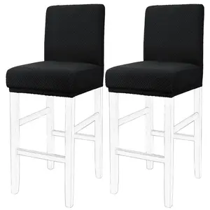 PiccoCasa 2 Pcs Bar Stool Covers Pub Counter Stool Cover Chair Seat Cover Stretch Slipcovers for Dining Room Kitchen Height Counter Chairs Black