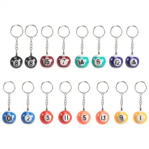 25mm Diameter Polyresin Billiards Pool Ball Model Keychain Multipack (16 Pcs) - Numbers 1-15, Mini Magic Eightball Home Organizer Accessories, Perfect Gifts for Pool/Snooker Enthusiasts