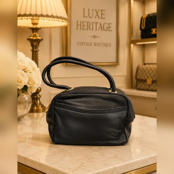 Pre-owned Loewe ltely Tote Bags Amazona Leather Top Handle Bag Black Gold Hardware LA22929255