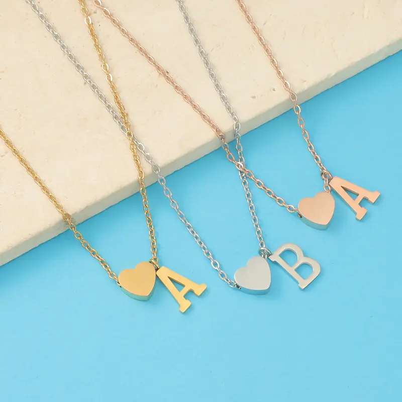 Heart Initial Necklace for Women Teen Girls - Plated Letter A-Z Pendant Necklace Dainty Heart Necklaces Tiny Initial Necklaces Birthday Gifts for Women Jewelry