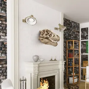 Resin 3D Realistic Dinosaur Skull Wall Decoration, Vintage Fossil Texture Creative Wall Art for Living Room Dining Bar