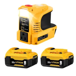 20V 8000mAh Rechargeable Lithium-ion Battery & 220W Portable Inverter for DCB200 Series Batteries with USB-A & Type-C Ports