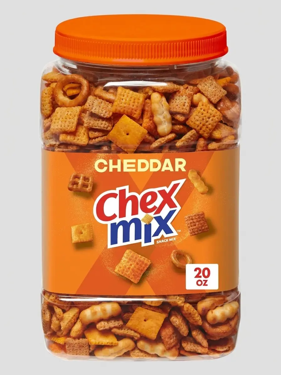 Chex Mix Cheddar Snack Mix 20 oz Salty Snacks Tub Bold Cheese Flavor Pretzels For Party Office Movie Night Snacking