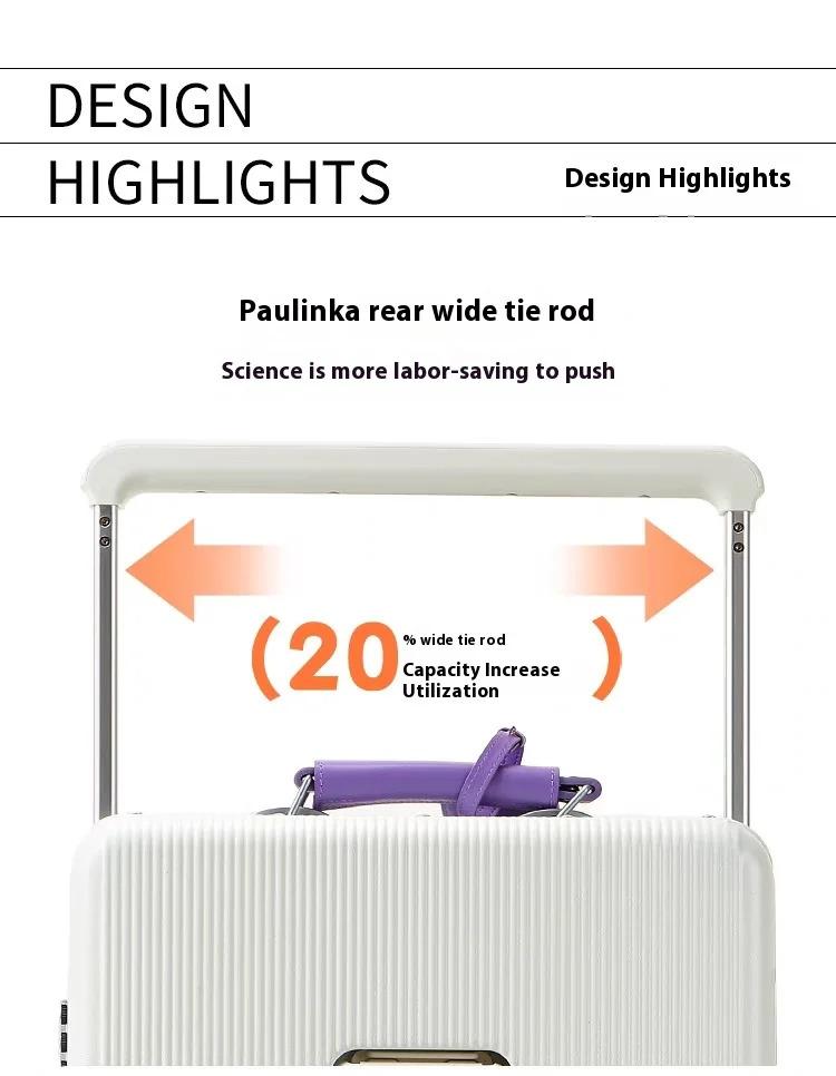 Latest Wide Handle Aluminum Luggage case with Poured Wheels Front Opening Travel Bag Multifunctional Suitcase Oversea Stock