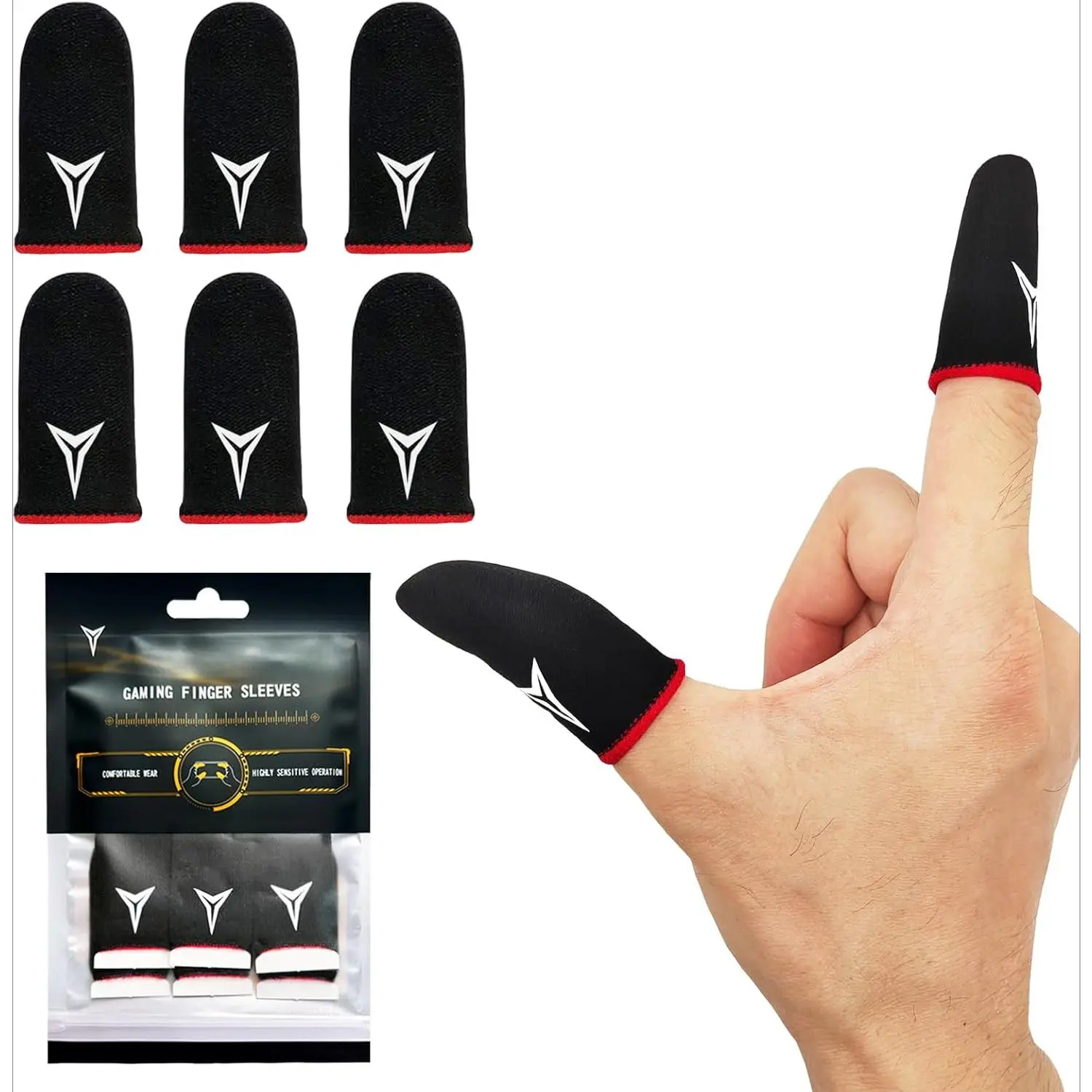 6-Pack Mobile Phone Gaming Finger Sleeves, Gaming Accessories for Smartphones - Anti-Sweat, Extremely Thin, Smooth-Feel Touchscreen Pads
