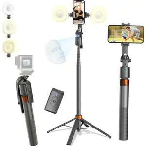 Heavy Duty 71" Auto   Tripod, Ultra  Phone & Camera Stand with 2 Fill Lights & Remote, 360? AI  with Hand Gesture Controls, Extendable Vlogging Kit for  & Android