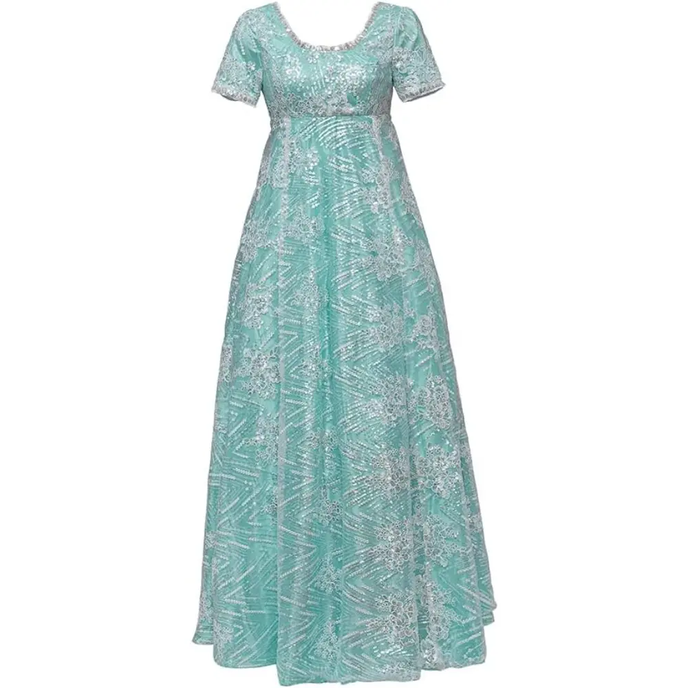 Women's Formal Kate Sharma Regency Era Vintage Gown - High Waistline, Hip-Flattering, Elegant Polyester Dress for Jane Austen Tea Party, Special Occasions, Gowns, Empire Cut, Regency Gown
